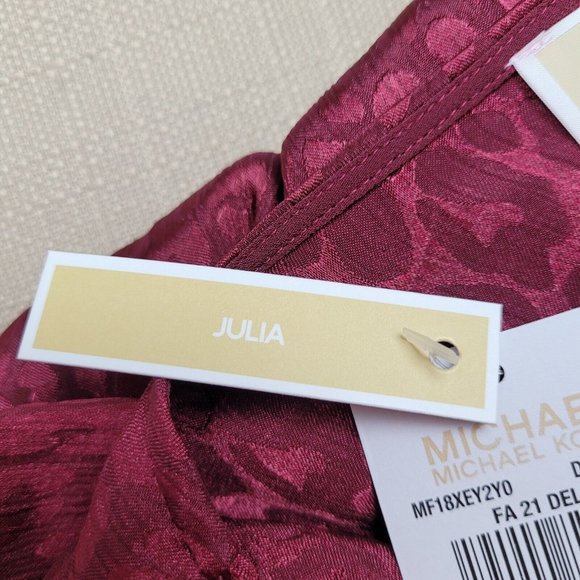 Michael Kors Julia Faux Wrap Ruffle Hem Mini Dress Size M Dark Ruby Cheetah NWT - Picture 8 of 12